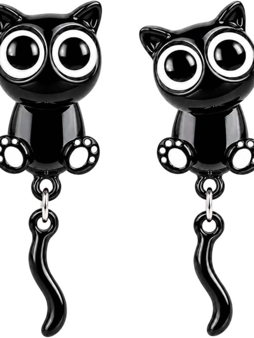 Go Ho Black Cat Earrings for Women Girls, Cute Cat Dangle Stud Earrings